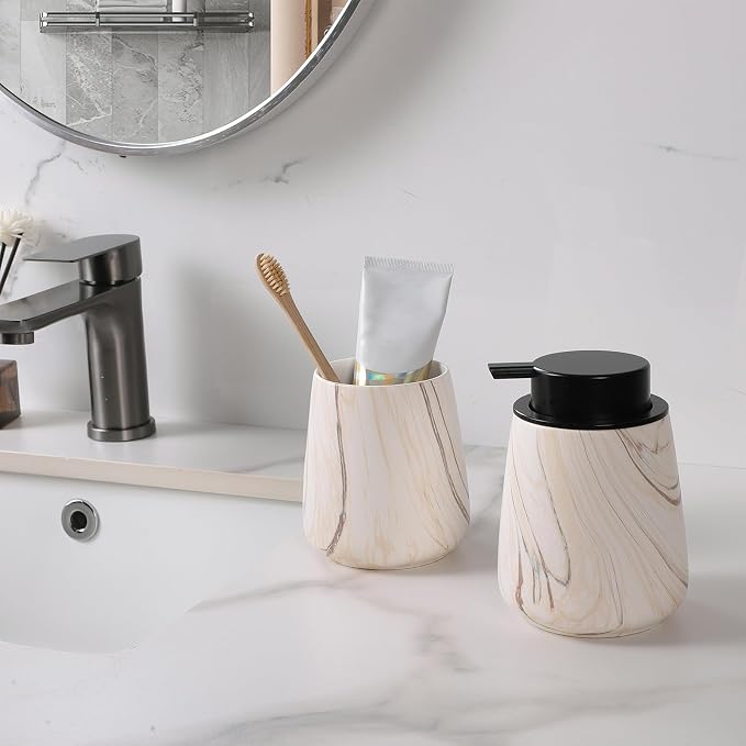 Marble Brown Toothbrush Holder for Bathroom - Image 5