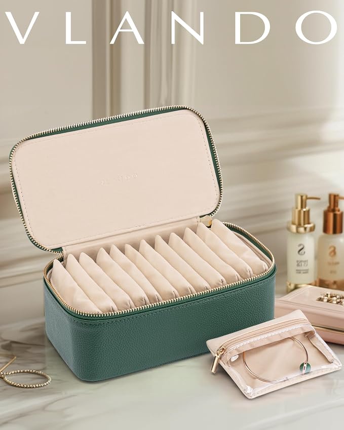 Vlando Jewelry Case with 12 Velvet Jewelry Bags Travel Jewelry Organzier - Image 2
