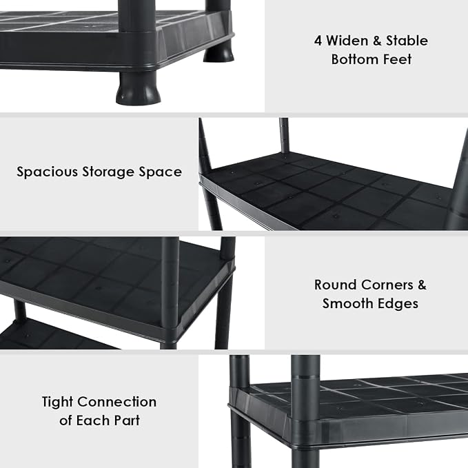 IRONMAX 5-Tier Plastic Storage Shelves, Light Duty Storage Shelving Unit - Image 4