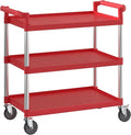 Red Utility/Bussing Cart with Three Shelves by Krollen+Industrial