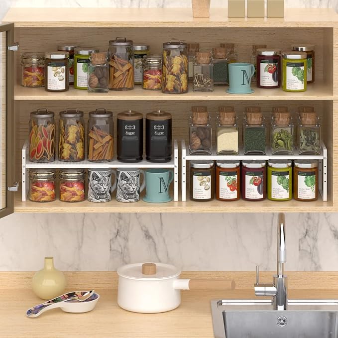 Expandable Cabinet Shelf Rack, Large Kitchen Cupboard Organizer Stackable - Image 5