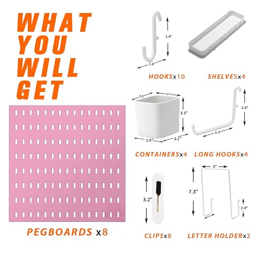 Pegboard Combination Kit, 8 Peg Boards and 30 Accessories Modular Hanging Black - Image 4