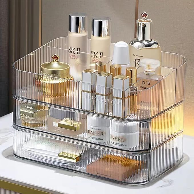 Clear Makeup Organizer for Vanity, Large Desk Organizer by DecorcodeDecoryourhome