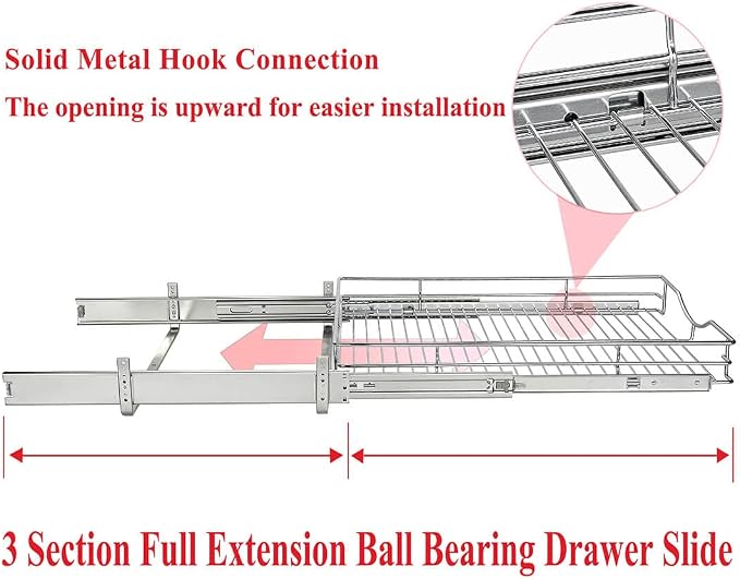 DINDON 1 Tier Pull Out Cabinet Organizer Heavy-Duty Metal Sliding Drawer Shelf - Image 5