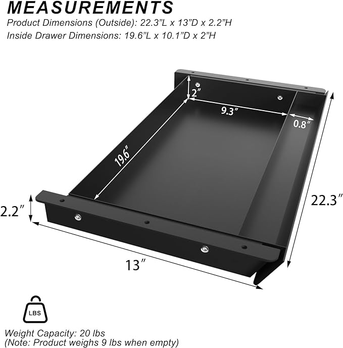 Large Under Desk Mounted Sliding Drawer - Image 2
