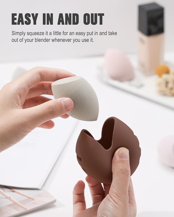 FERYES 2 PCS Makeup Sponge Holder – Shatterproof Eco-Friendly Silicone Beauty - Image 2