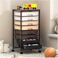 Rolling Storage Cart with Drawers, Rolling Drawer Cart and Wooden Tabletop by SYKIARIOL