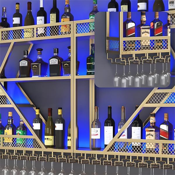 94.48in Metal Wine Rack Wall Mounted, Modern Wine Storage Rack Wall Mounted - Image 6