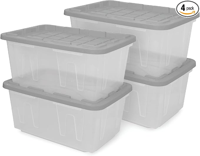 CX BLACK & YELLOW, 27-Gallon Heavy Duty Clear Storage Container & Snap-Tight Lid by BLACKYELLOW