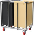 Commercial Laundry Cart with Wheels, 400L 2-Section Large Lanudry Hamper with by frides