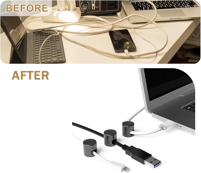 3 Sets Charger Cord Holder, Glossy Black Metal Adhesive Cable Management Clips - Image 4