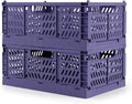 Domiella 2-Pack Crates for Storage, Storage Crates Plastic Stackable, Foldable by Domiella