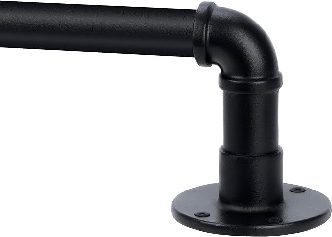 Black Industrial Curtain Rod, 30-168 Inch, Window Treatment Single Rods by YAJUXIU
