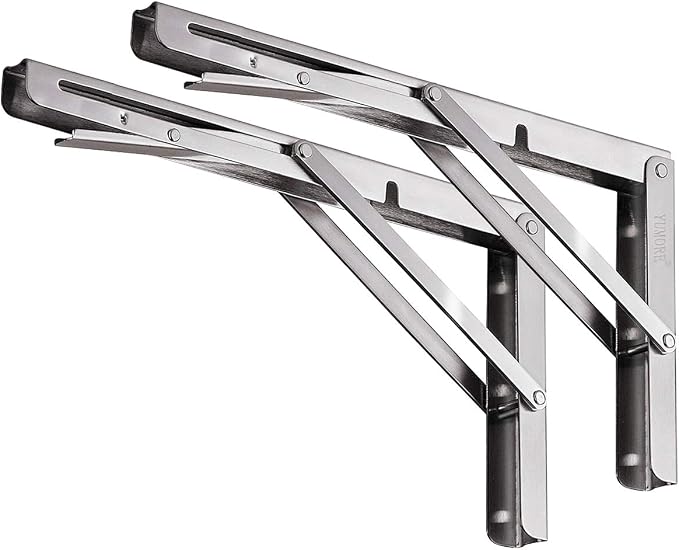 YUMORE Folding Shelf Bracket 14", Heavy Duty Stainless Steel Collapsible by YUMORE
