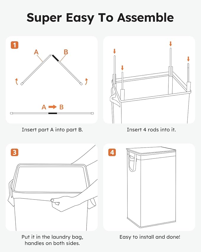 SOLEDI Clothes Hamper with Lid - 100L XL - Large Laundry Basket with Removable - Image 8