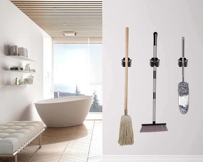 Verdenu 6 Pack Broom Holder, Stainless Steel Command Broom Holder - Image 6