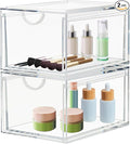 2 Pack Stackable Cosmetic Organizer Drawers, Plastic Storage Bins Vanity by CECOLIC