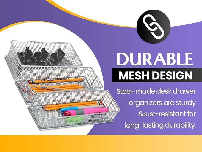 YBM HOME Silver Mesh Drawer Organizer and Storage - Image 4