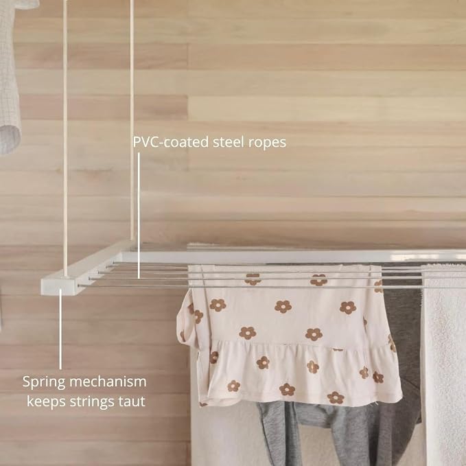 Ceiling Mounted Pulley Drying Rack – Medium Aluminum Clothesline - Image 7