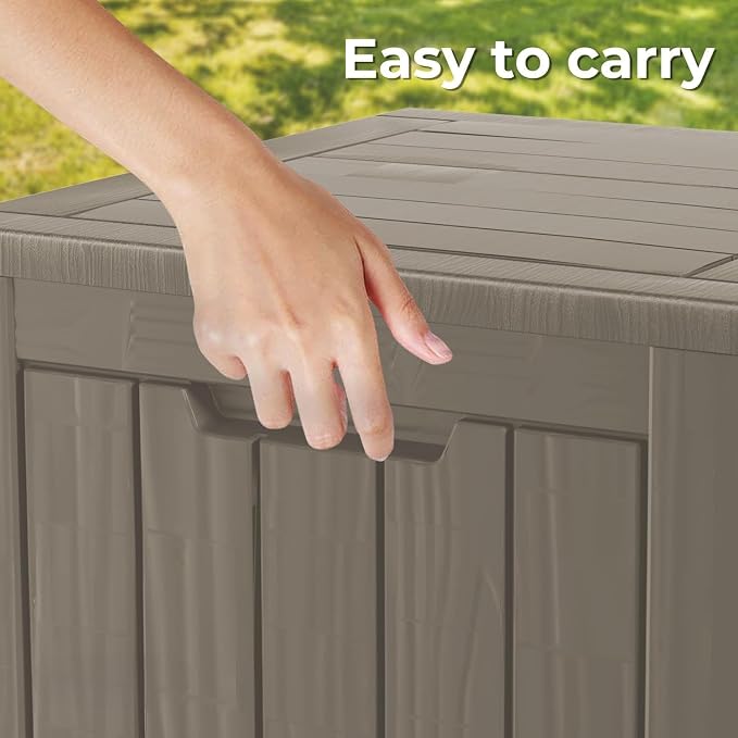 50 Gallon Lockable Resin Deck Box, Waterproof & UV-Resistant Outdoor Storage Box - Image 7