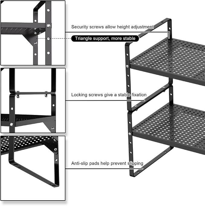 Expandable Cabinet Storage Shelf Organizer Rack, Heavy Duty Steel Metal Spice - Image 5