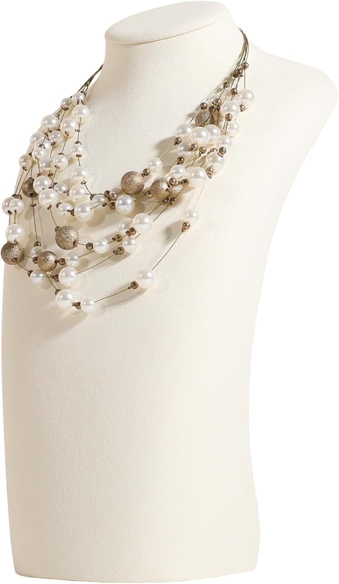 GemeShou Beige necklace hanger jewelry organizer, Velvet jewelry stand necklace by GemeShou