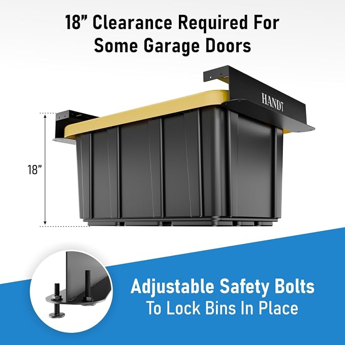 HANDT Overhead Garage Storage Rack, Connectable Heavy Duty Metal Ceiling Rails - Image 7