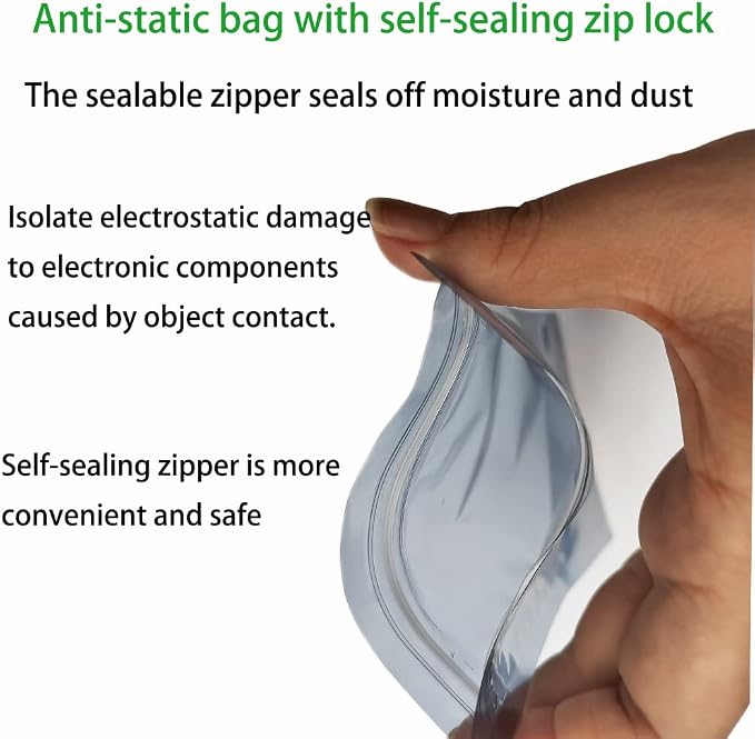 100pcs Antistatic Bags 3.93x5.9in/10x15cm, Resealable ESD Bag, Suitable - Image 4