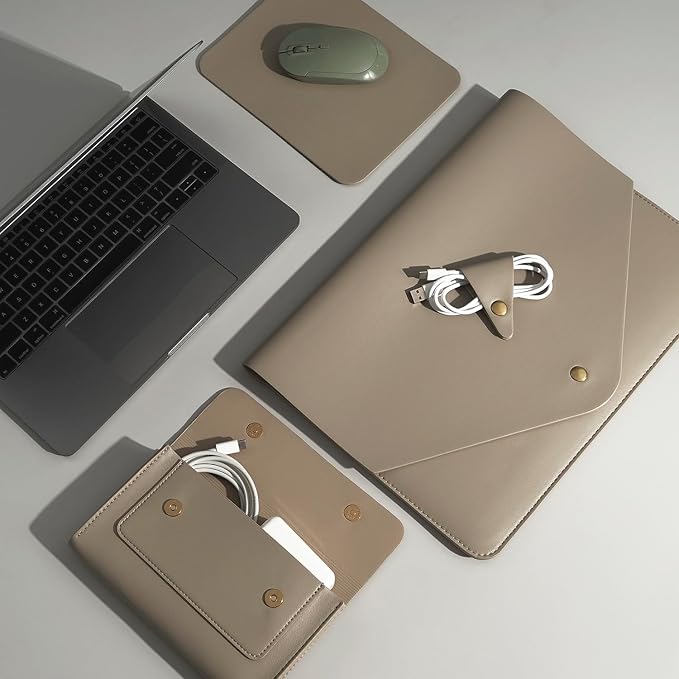 PU Leather Laptop Sleeve 16 Inch Compatible - Image 3