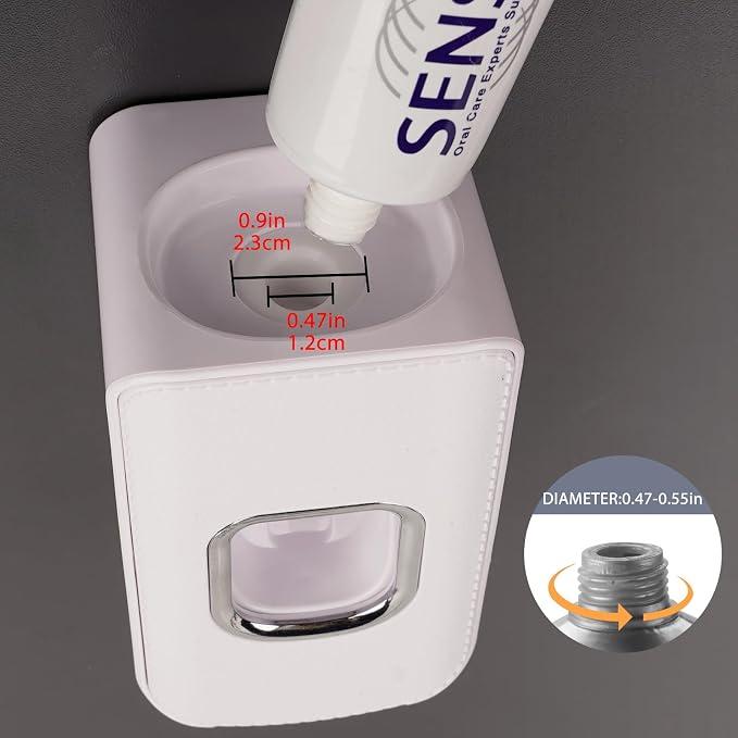 2 Slot Plastic Toothbrush Holder and Toothpaste Dispenser Wall Mounted - Image 2