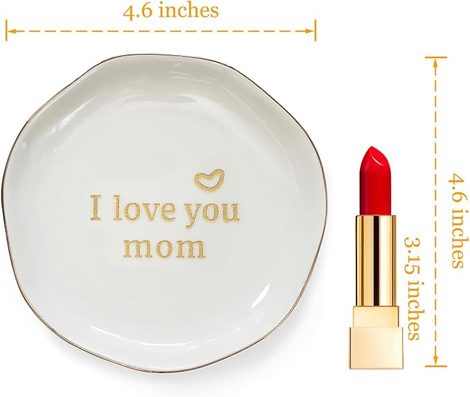 HOME SMILE I Love You Mom Ring Dish Jewelry Tray-Mother's Day Birthday Gifts - Image 4