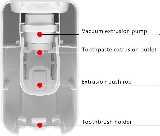 2 Slot Toothbrush Holder and Toothpaste Dispenser Wall Mounted, Automatic - Image 3