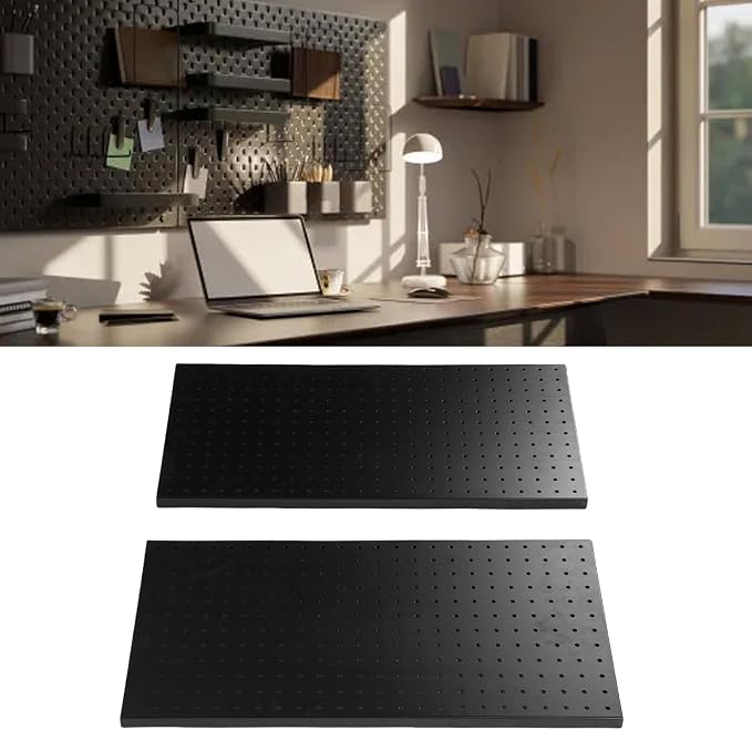 LiebeWH Metal Pegboard Wall Organizer 2 Panels 24x12 Inch Black Heavy Duty Peg - Image 4
