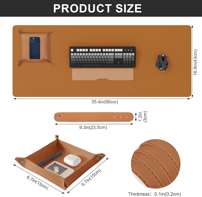 DAWNTREES Dual Sided Desk Mat, Leather Desk Pad, Cork Desk Mat Protector - Image 3