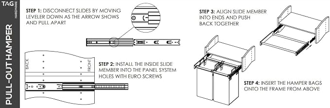 TAG Hardware Full Extension Pullout Laundry Hamper - Image 4