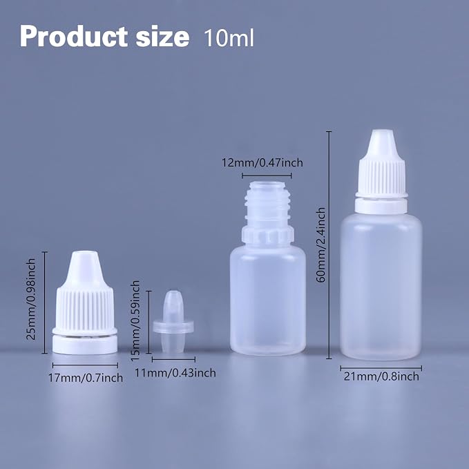 12PCS 10ML White Plastic Empty Squeezable Dropper Bottles Portable Eye Liquid - Image 2