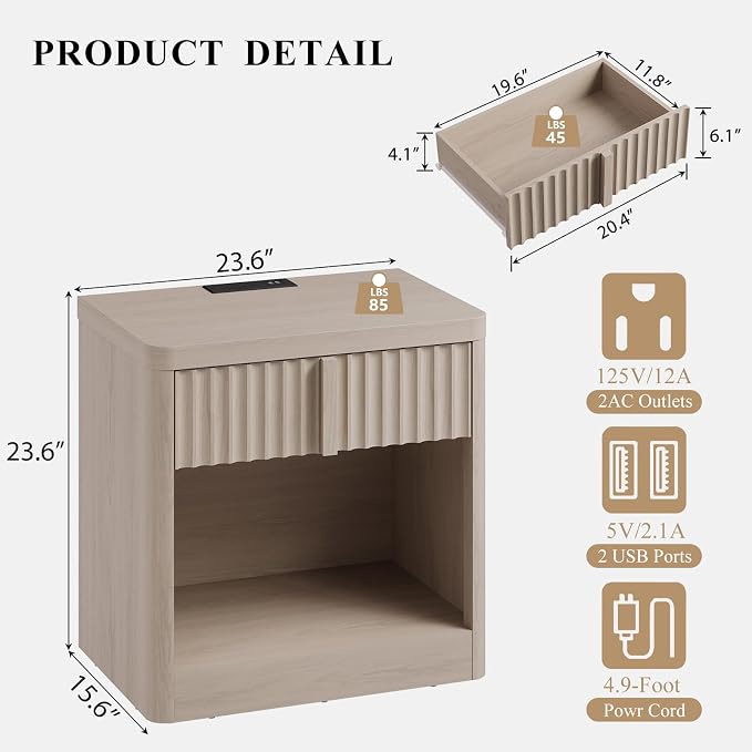 Fluted Nightstand Set of 2 - Image 3