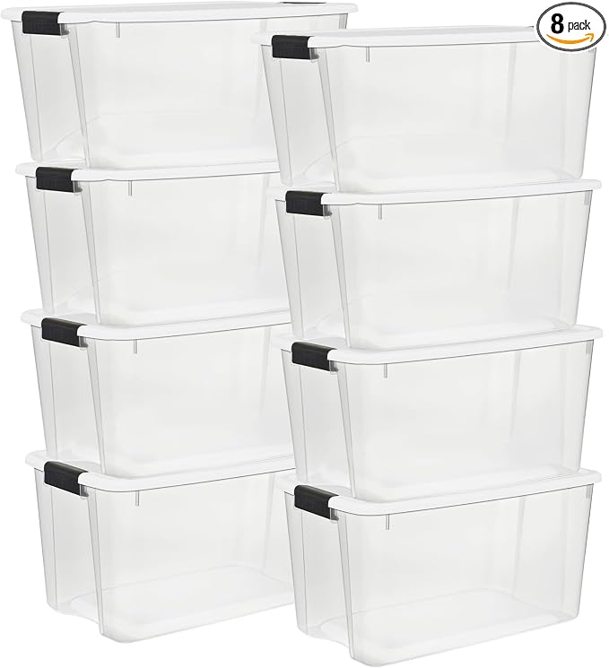 Sterilite 8 Pack Ultra Latching Box, Storage Bins by Sterilite