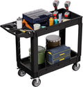 2 Tier Plastic Rolling Utility Cart on Wheels, Heavy Duty Tool Cart by Bettertoolsforbetterlife