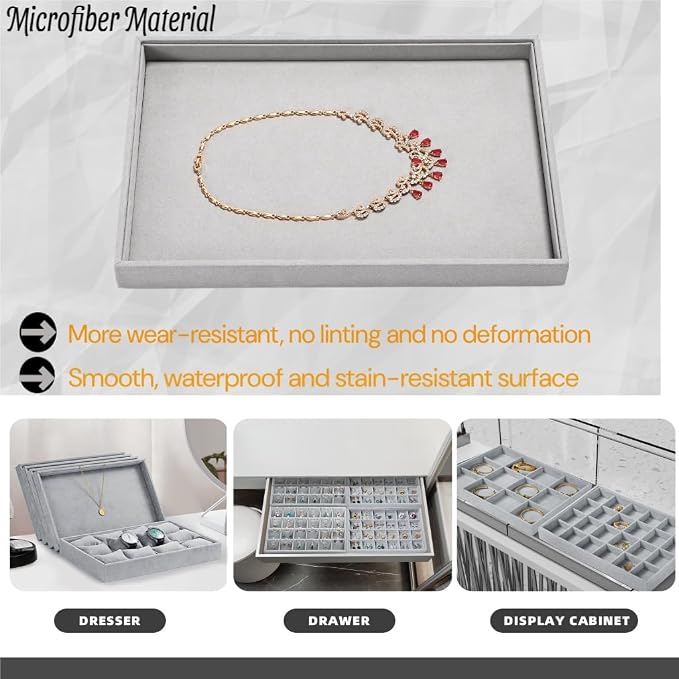 18Slots Necklace Braclet Tray Velvet Jewelry Trays Microfiber Jewelry Drawer - Image 6