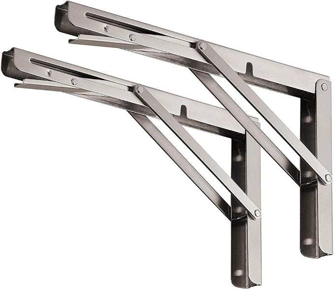 YUMORE 24" Folding Shelf Brackets, Max Load: 330lb Heavy Duty Stainless Steel by YUMORE