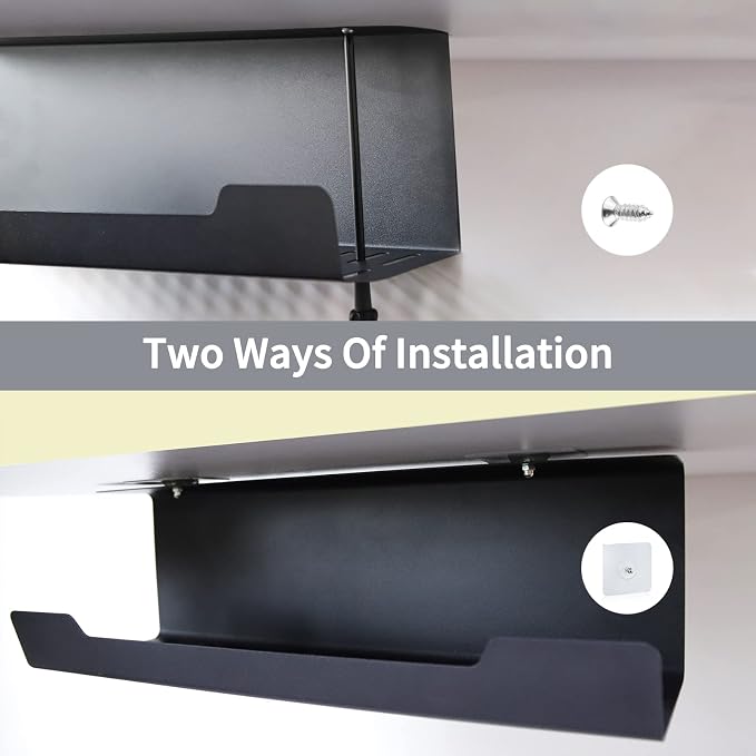 VIDOR Under Desk Cable Management Tray 2-Pack, No Drill Alloy Steel - Image 8