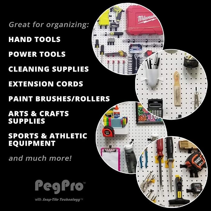 PegPro® 1" Hooks Kit for Standard “Wood Fiber” pegboard – Durable Plastic - Image 5