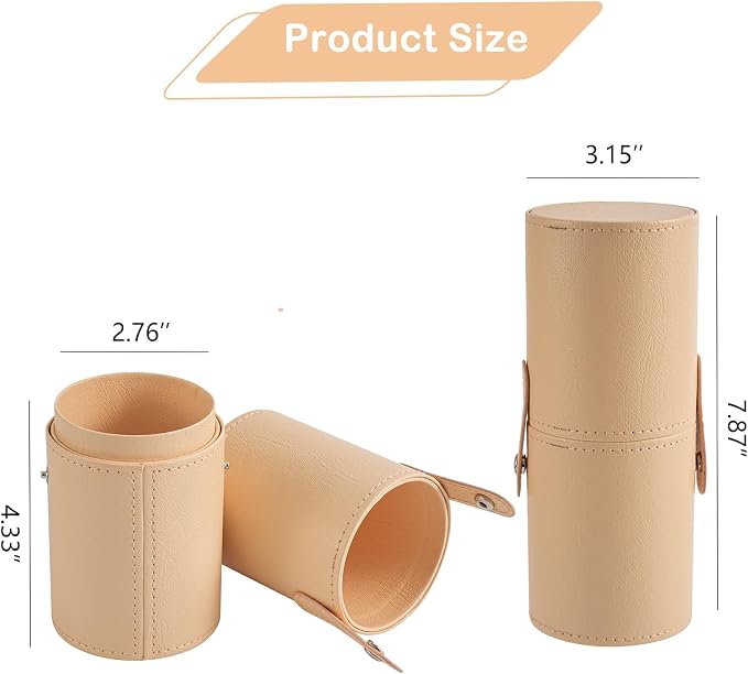 Portable Makeup Brush Holder, Waterproof PU Leather Travel Makeup Brush Case - Image 3