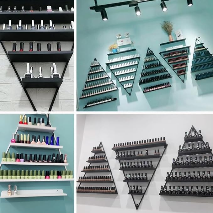 Elegant Wall Mounted Nail Polish Storage Rack Set of 10 Triangular Cosmetic - Image 3