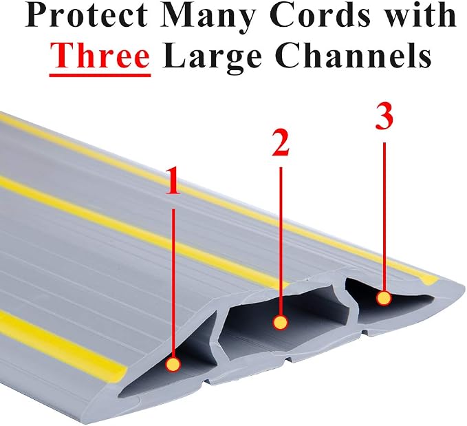 10Ft Cord Cover Heavy Duty Cable Protector 3 Channels Contains Cords Cables and - Image 4
