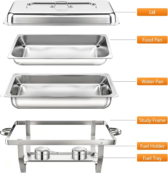 Chafing Dish Buffet Set, 8QT Stainless Steel Chafing Dishes - Image 4