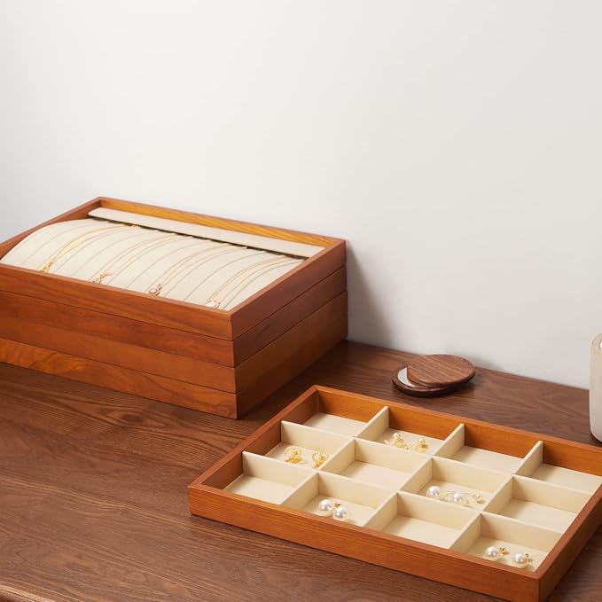 Oirlv 8 Line Wood Ring Storage Tray Jewelry Drawer Organizer Showcase Ring - Image 3