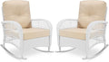 VIVIJASON 2 Piece Patio Wicker Rattan Rocker Chair, Outdoor Rattan Rocker Chair by VIVIJASON