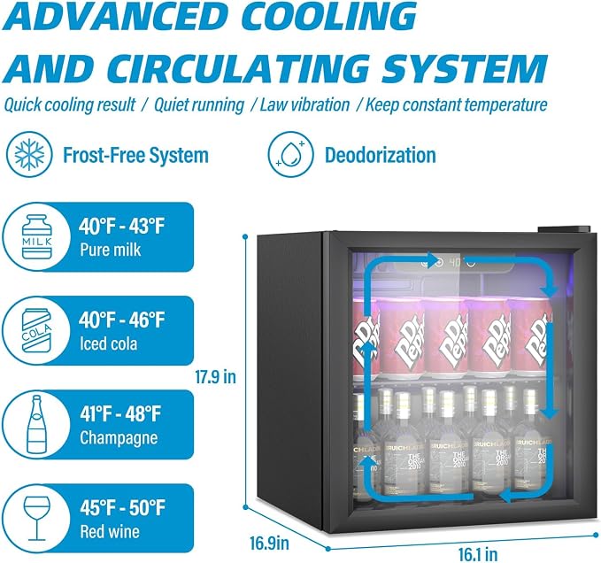 40L Mini Fridge, Freestanding Beverage Refrigerator - Image 3